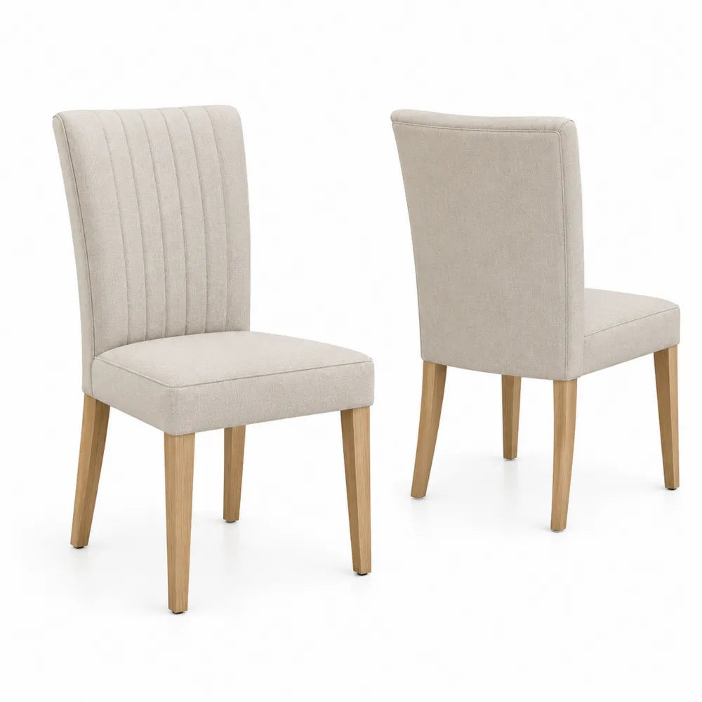 Set de 2 sillas de comedor de lino y madera, 45x55x95 cm
