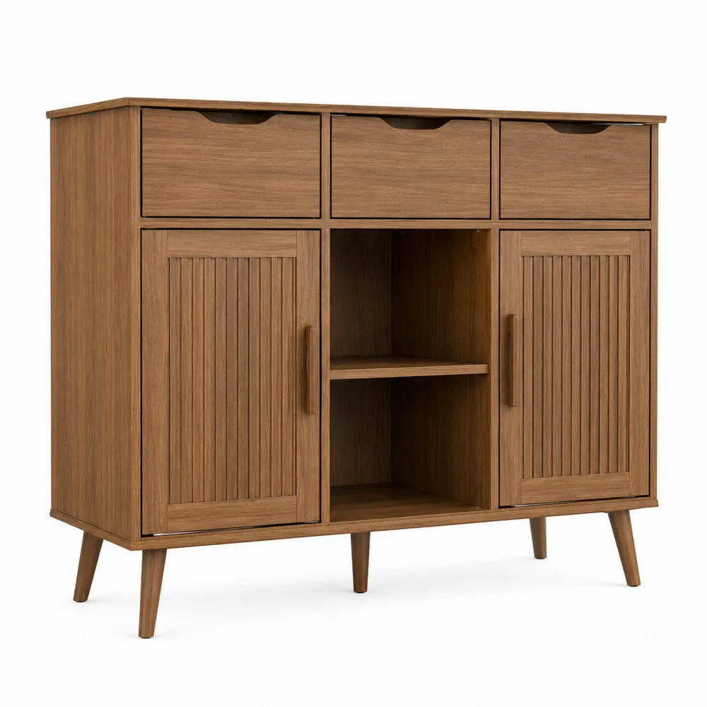 Aparador de Madera Marrón con Cajones y Puertas