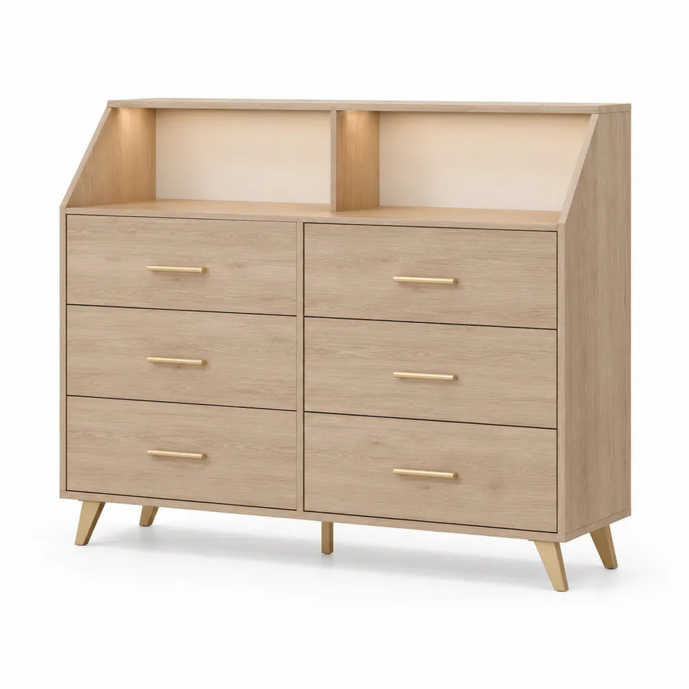 Cajonera de 6 Cajones en Madera MDF con Patas Metálicas