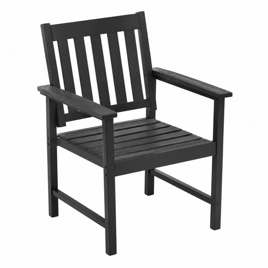 Silla de exterior de madera con reposabrazos negro