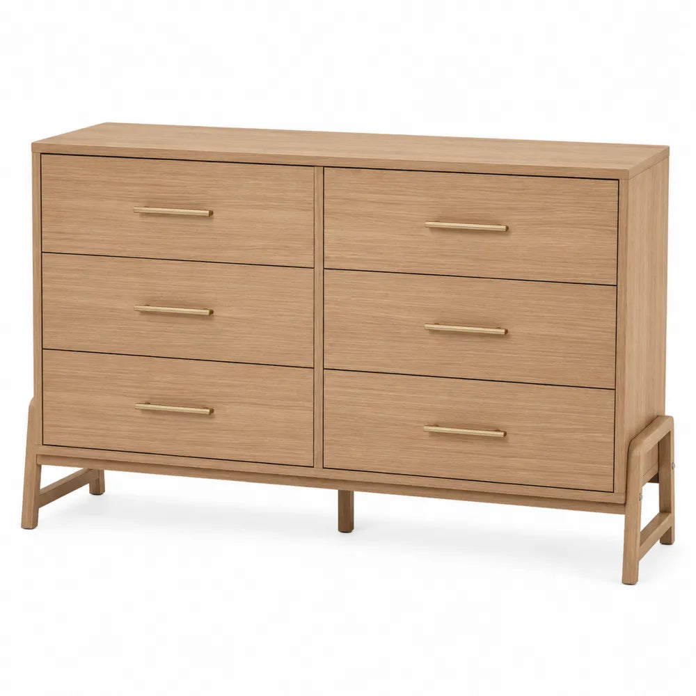 Cómoda de Madera de Roble con 6 Cajones