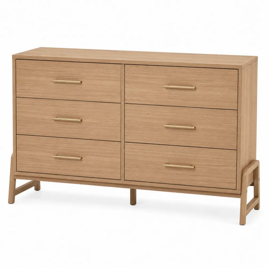 Cómoda de Madera de Roble con 6 Cajones