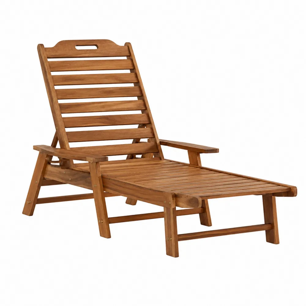 Tumbona de madera de acacia reclinable para exterior