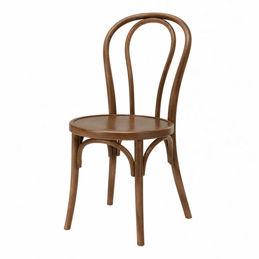 Silla de madera de haya marrón, asiento redondo 45x90 cm